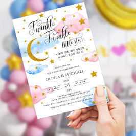 Invitación Twinkle Little Star Género Revelar Fiesta Código Q