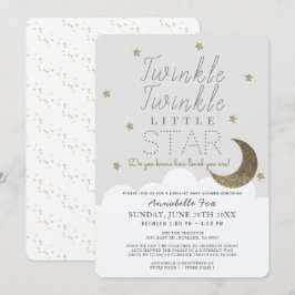 Invitación Twinkle Little Star Gray Drive-by Baby Shower