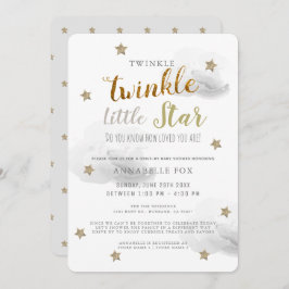 Invitación Twinkle Little Star Gray Drive-by Baby Shower