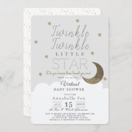 Invitación Twinkle Little Star Gray Virtual Baby Shower