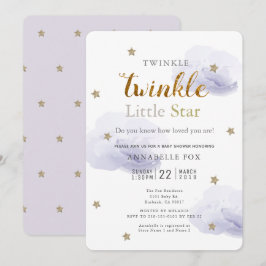 Invitación Twinkle Little Star Lavender Baby Shower