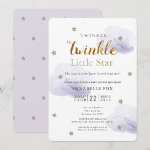 Invitación Twinkle Little Star Lavender Baby Shower