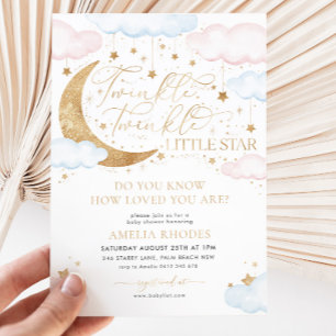 Invitación Twinkle Little Star Pink Blue Baby Shower