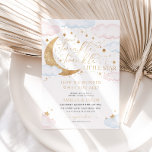 Invitación Twinkle Little Star Pink Blue Gender Revelación<br><div class="desc">Twinkle,  Pequeña Estrella Twinkle. ¿Cómo nos preguntamos qué son? - Un lindo género rosa,  azul y falso oro revela invitación con estrellas,  luna y diseño de nubes.</div>