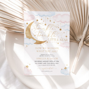 Invitación Twinkle Little Star Pink Blue Gender Revelación