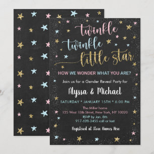Invitación Twinkle Little Star Pink Blue Gold Revelación de g