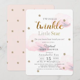 Invitación Twinkle Little Star Pink Virtual Baby Shower