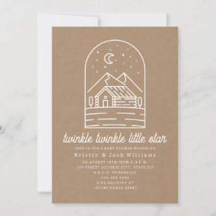 Invitación Twinkle Little Star Rustic Cardstock Baby Shower