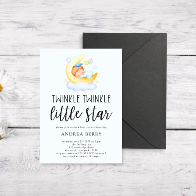 Invitación Twinkle Little Star Sleeping Baby Shower (Subido por el creador)