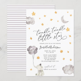 Invitación Twinkle Little Star Yellow Elephant Baby Shower