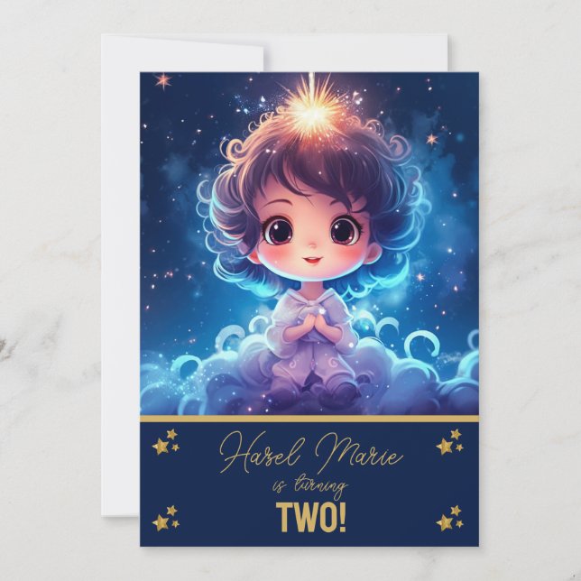 Invitación Twinkle Little Starry Princess Chica Birthday (Anverso)