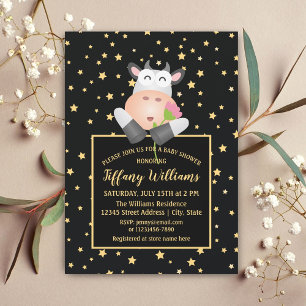 Invitación Twinkle Little Stars Cute Cow Baby Shower