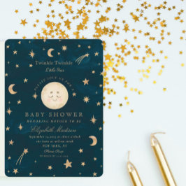 Invitación Twinkle Little Stars Cute Moon Baby Shower