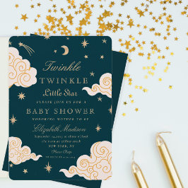 Invitación Twinkle Little Stars Cute Moon Baby Shower