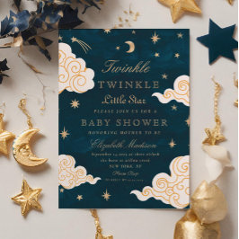 Invitación Twinkle Little Stars Cute Moon Baby Shower
