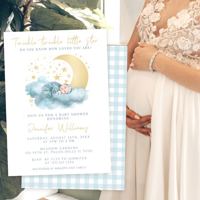 Invitación Twinkle pequeña estrella ducha de bebé niño Invita (Subido por el creador)