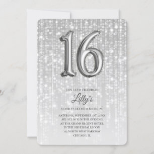 Invitación Twinkle plateado ilumina el globo de Relieve metal