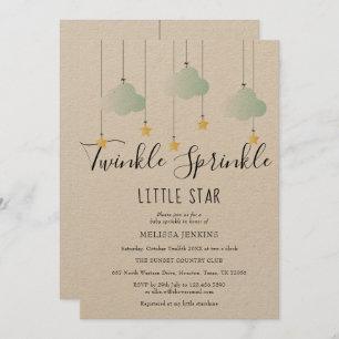 Invitación Twinkle Sprinkle Baby Shower Rustic Boho