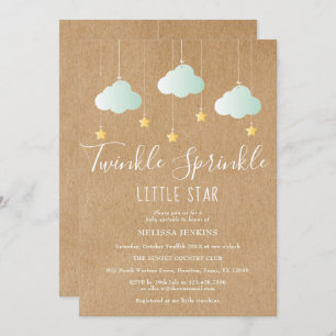 Invitación Twinkle Sprinkle Baby Shower / Rústica de salpicad