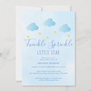 Invitación Twinkle Sprinkle Boy Blue Todo en Uno Baby Shower