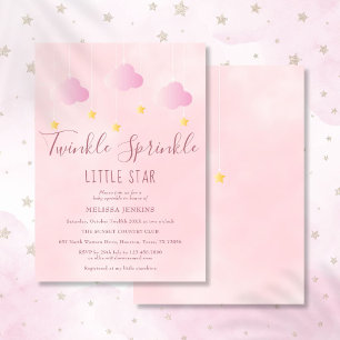Invitación Twinkle Sprinkle Little Star Baby Shower Chica Pin