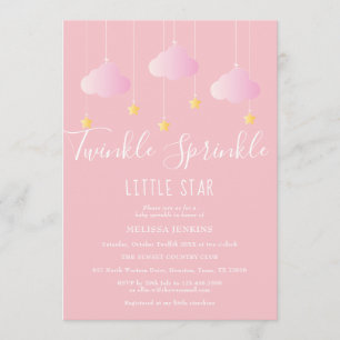 Invitación Twinkle Sprinkle Little Star Baby Shower Pink