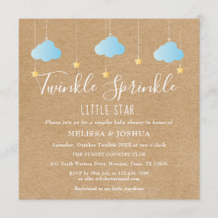 Invitación Twinkle Sprinkle Little Star Baby Shower Rústico