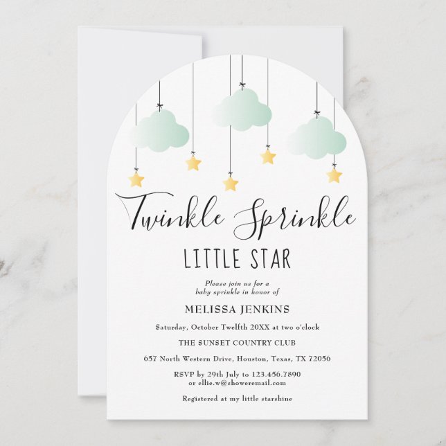 Invitación Twinkle Sprinkle Little Star Neutral Baby Shower (Anverso)