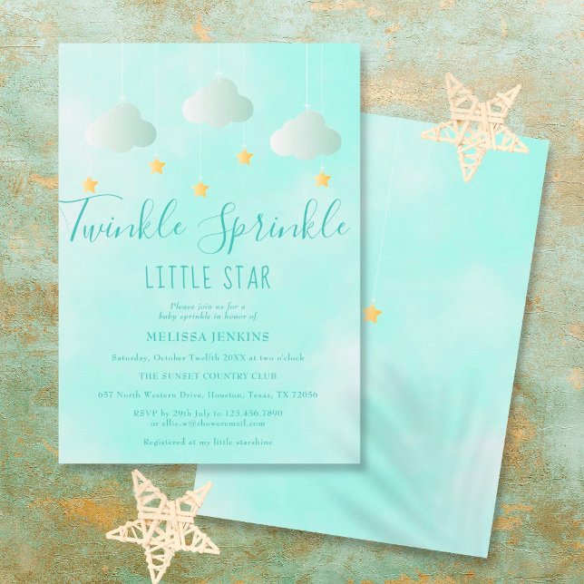 Invitación Twinkle Sprinkle Little Star Neutral Baby Shower (Subido por el creador)