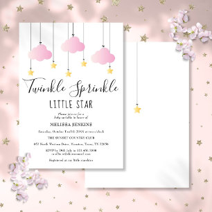 Invitación Twinkle Sprinkle Little Star Pink Chica Baby Showe