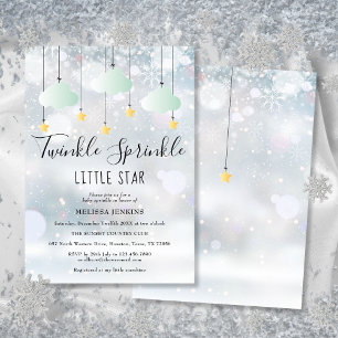 Invitación Twinkle Sprinkle Little Star Winter Baby Shower