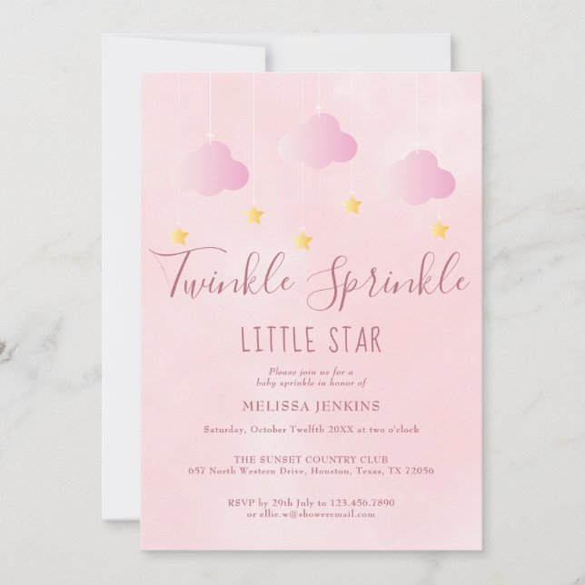 Invitación Twinkle Sprinkle Todo En Un Chica De Baby Shower R (Anverso)