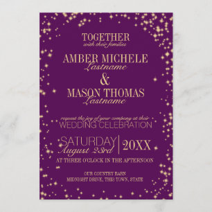 Invitación Twinkle Stars Gold Sparkle Boda