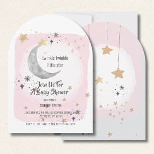Invitación Twinkle Twinkle Arco acuático rosado de estrella p