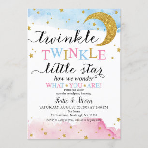 Invitación Twinkle Twinkle (Azul y Rosa) Revelación de Género