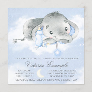 Invitación Twinkle Twinkle Baby Boy Elefante Baby Shower