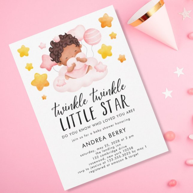Invitación Twinkle Twinkle Baby Shower Chica (Subido por el creador)
