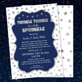 Invitación Twinkle Twinkle Baby Sprinkle, la plata marina inv