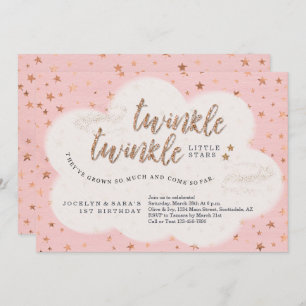 Invitación Twinkle Twinkle Chica gemelo Estrella Primer cumpl
