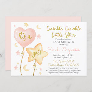 Invitación Twinkle Twinkle chica Pequeña Estrella
