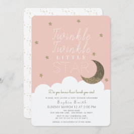 Invitación Twinkle Twinkle Chica Rosa Estrella Pequeña Baby S