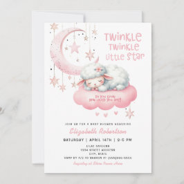 Invitación Twinkle Twinkle Chicas de cordero rosado Baby Show