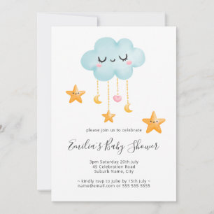 Invitación Twinkle Twinkle Cloud Stars Baby Shower