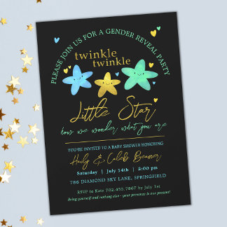 Invitación Twinkle Twinkle Estrella Pequeña Género Revelador