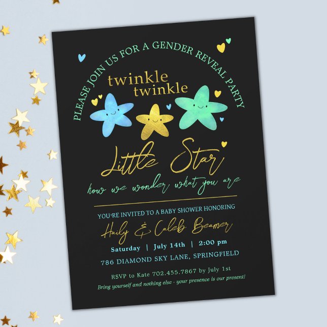 Invitación Twinkle Twinkle Estrella Pequeña Género Revelador  (Subido por el creador)
