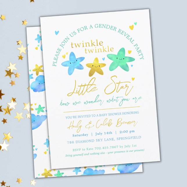 Invitación Twinkle Twinkle Estrella Pequeña Género Revelador  (Subido por el creador)