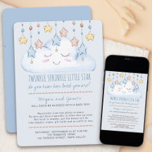 Twinkle Twinkle Estrellas y Nube Baby Sprinkle Niñ