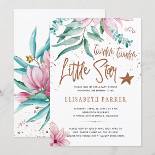 Invitación Twinkle twinkle estrellita floral baby shower