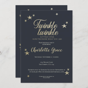 Invitación Twinkle Twinkle Fiesta de revelación de bebé estre