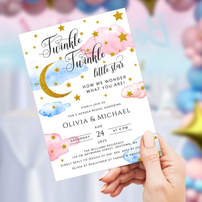 Invitación Twinkle Twinkle Fiesta de revelación de género de  (Subido por el creador)